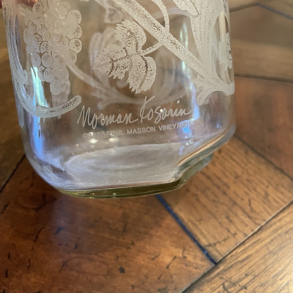 Vintage Norman Kosarin 1988 Paul Mason Wine Decanter Etched Grapes Birds - Picture 5 of 5